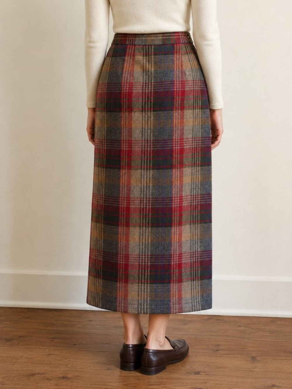 Vintage Talbots Plaid Worsted Wool Wrap Maxi Skirt Sz. 4P Academia - Picture 4 of 10